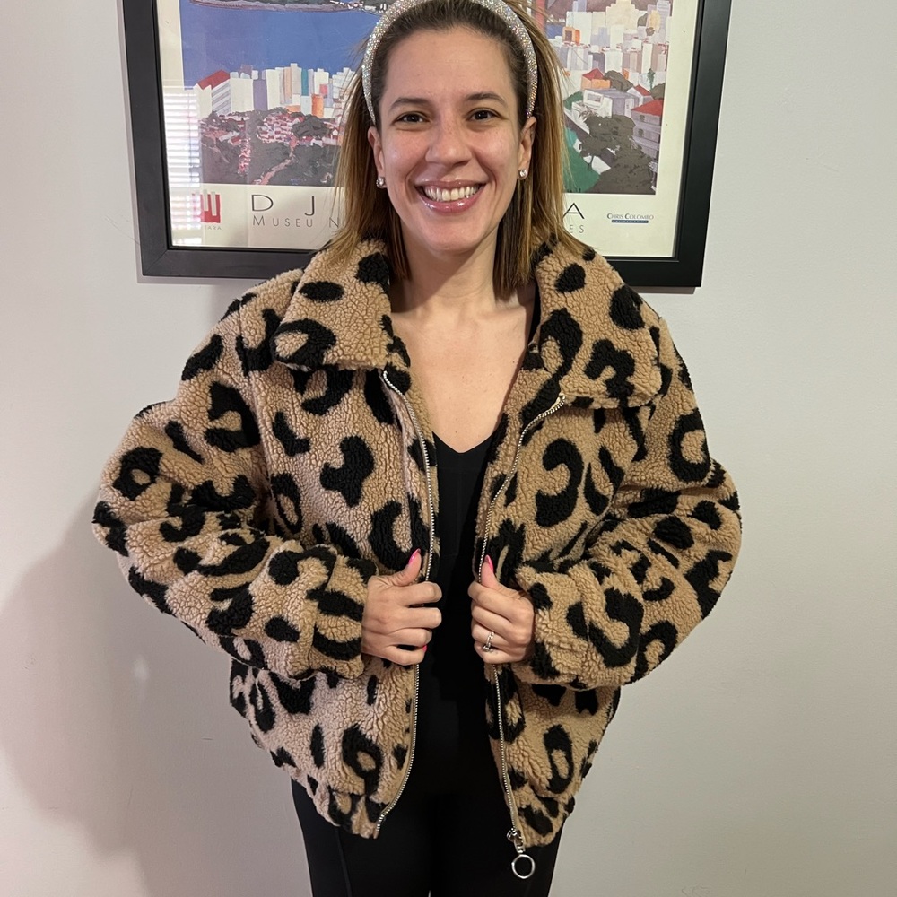 Tan Cheetah Print Teddy Jacket